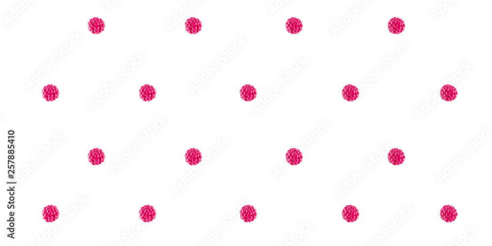 Raspberry pattern on white background  - 3D illustration