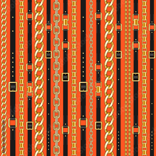 pattern with belts and chain