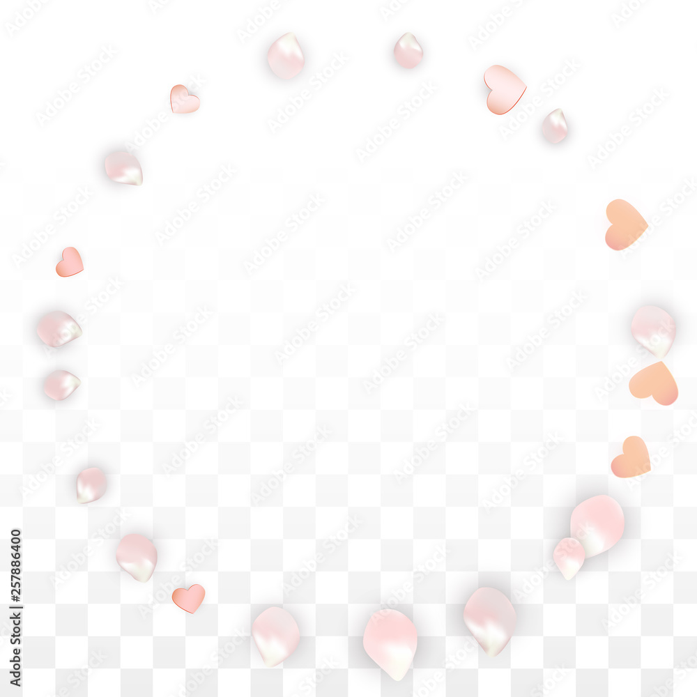 Vector Realistic Petals and Hearts Confetti. Flying Sakura and Hearts on Transparent Background. Wedding Invitation Background. Spring Romance Poster. Vector Illustration for Anniversary Design. Vector Realistic Petals and Hearts Confetti. Flying Sakura and Hearts on Transparent Background. Wedding Invitation Background. Spring Romance Poster. Vector Illustration for Anniversary Design.