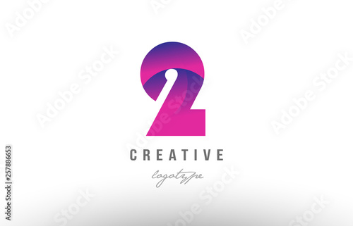 2 two pink gradient number logo icon design