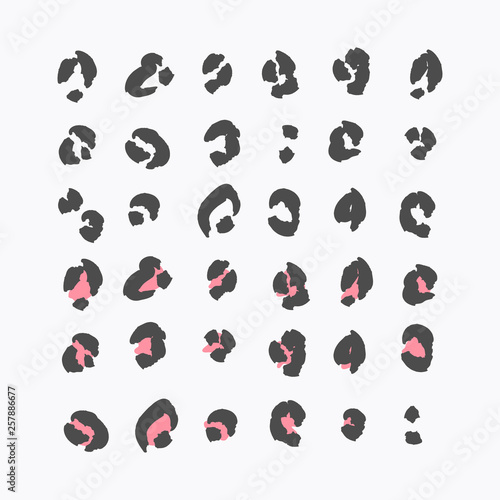 Set of leopard spots isolated on white background. Vector illustration