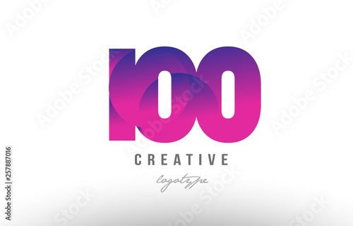 100 pink gradient digit logo icon design