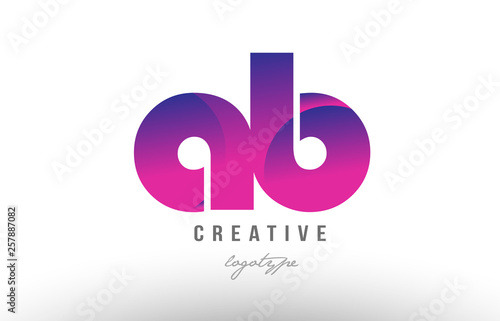 pink gradient ab a b alphabet letter logo combination icon design