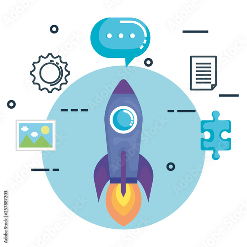 rocket with business marketing