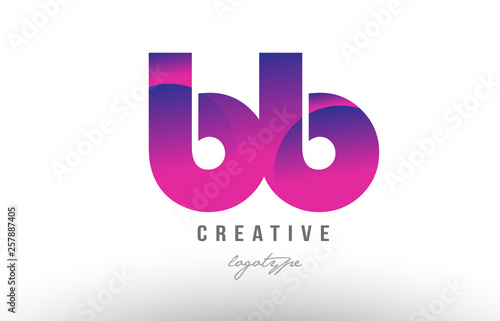 pink gradient bb b b alphabet letter logo combination icon design
