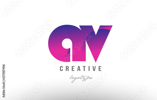 pink gradient av a v alphabet letter logo combination icon design