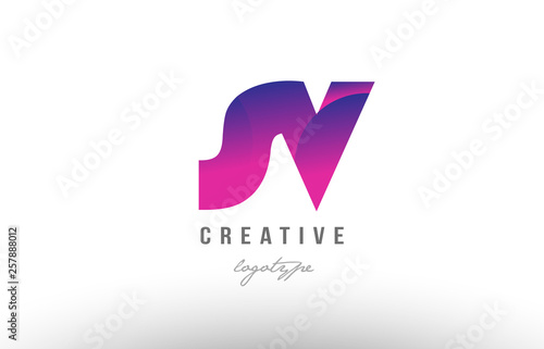pink gradient sv s v alphabet letter logo combination icon design