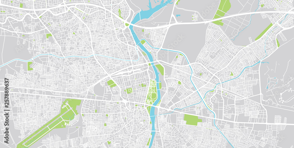 Urban vector city map of Adana, Turkey