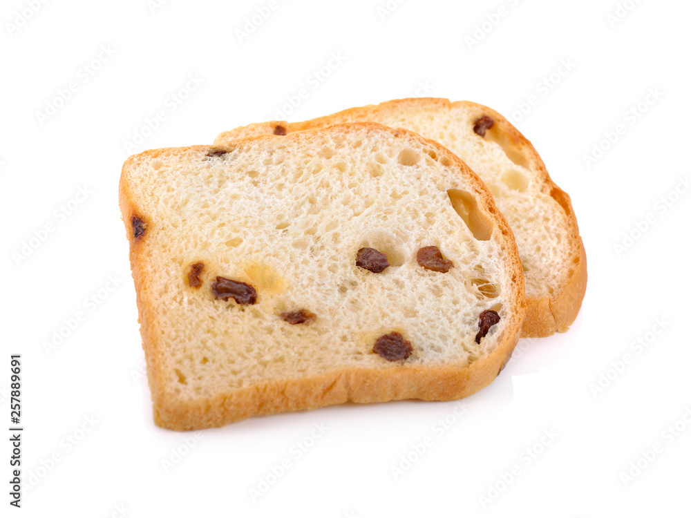 sliced bread with raisin on white background sliced bread with raisin on white background
