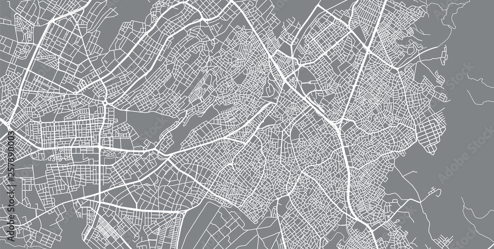 Urban vector city map of Denizli, Turkey