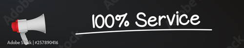 Megaphon auf Kreidetafel - 100 Prozent Service
