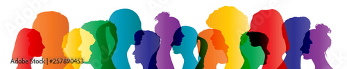 Colorful heads panorama banner community team