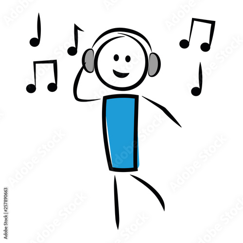 Mann hört Musik mit Kopfhörer und tanzt
