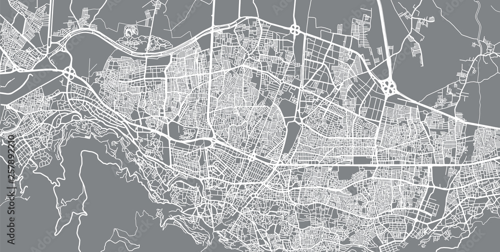 Naklejka premium Urban vector city map of Bursa, Turkey