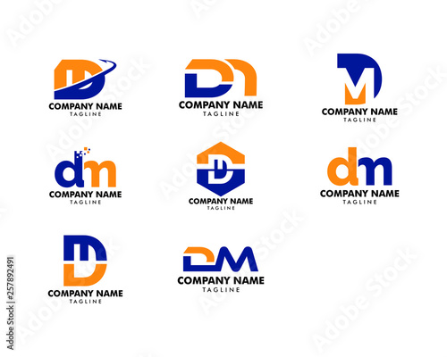 Free Download Set of Initial Letter DM Logo Template Design - GFXLoad