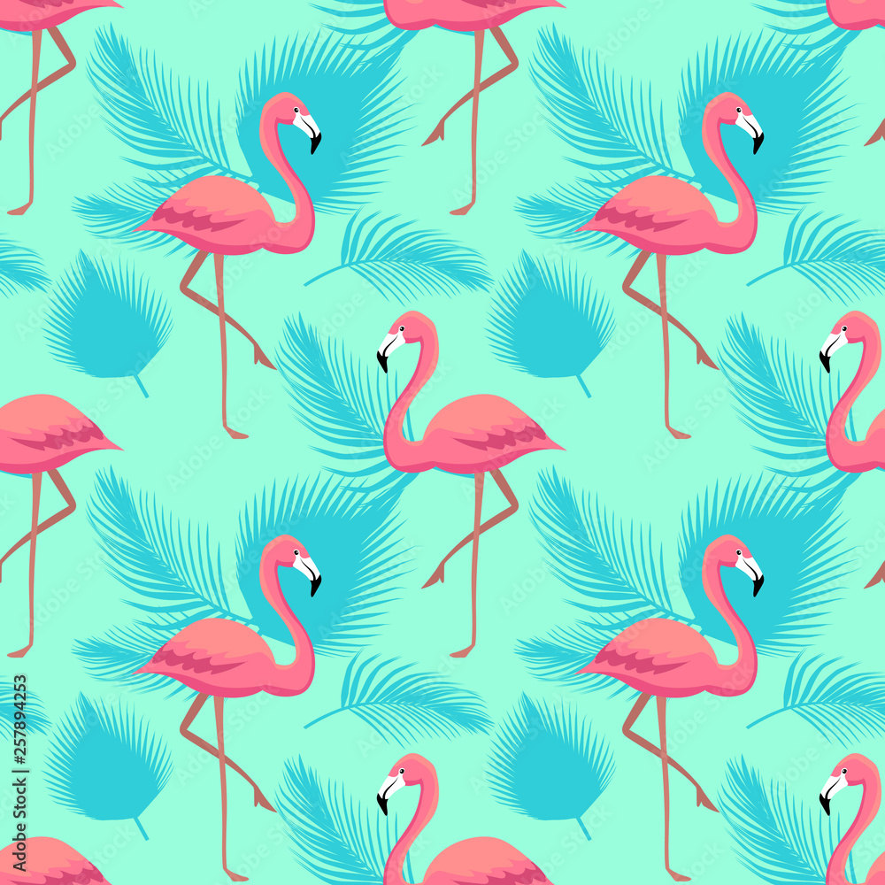 Foto auf Acrylglas mit Rosa Flamingos nahtloses Muster #257894253