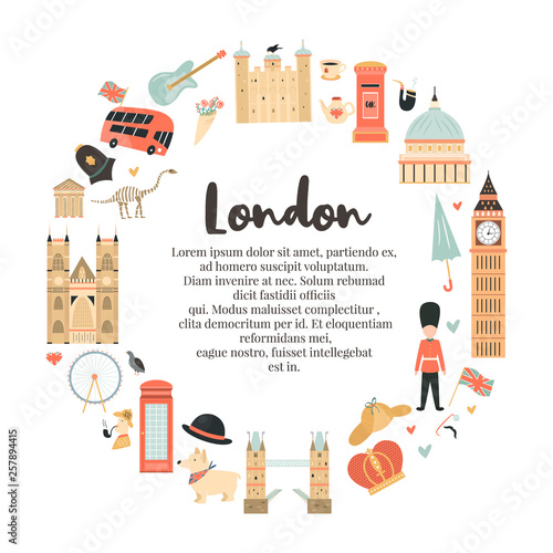 London circle abstract design with Big Ben, Tower