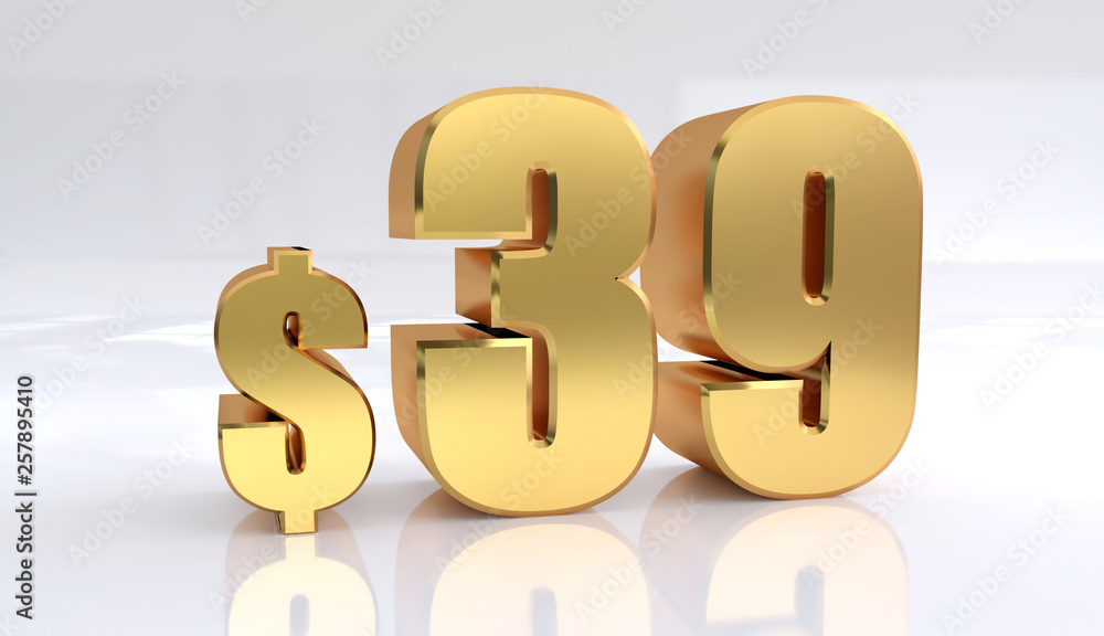 39 dollar price symbol. red text number 3d render with dollar sign on white background - Illustration 39 dollar price symbol. red text number 3d render with dollar sign on white background - Illustration