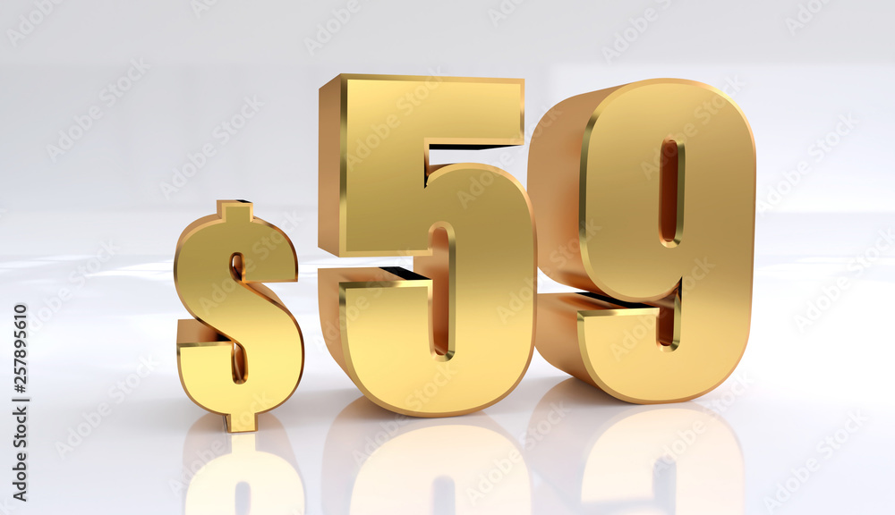 59 dollar price symbol. red text number 3d render with dollar sign on white background - Illustration 59 dollar price symbol. red text number 3d render with dollar sign on white background - Illustration