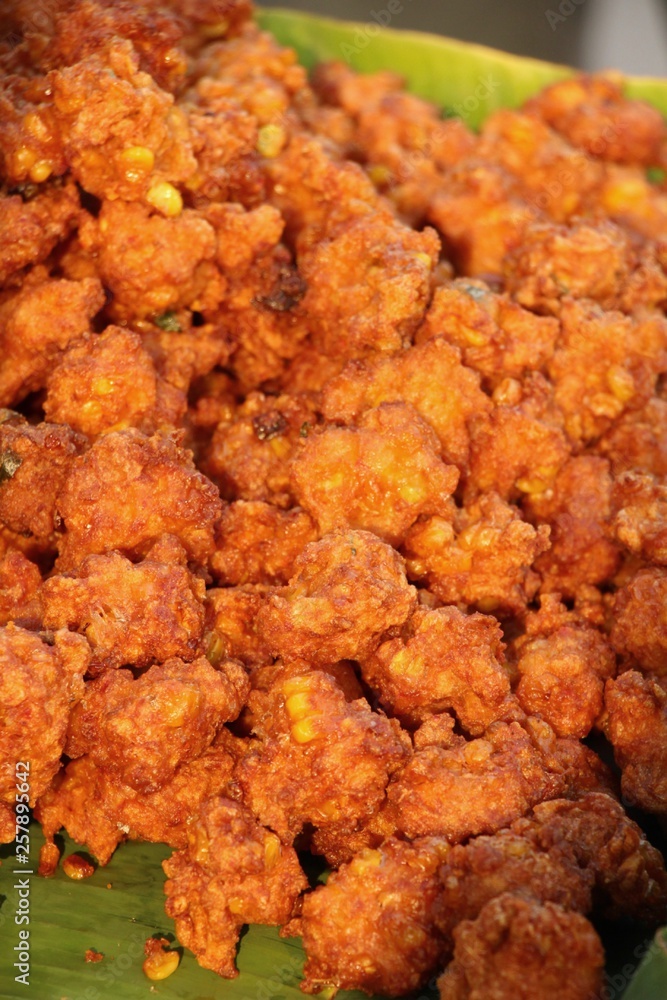 Fried corn cake is delicious at street food Fried corn cake is delicious at street food