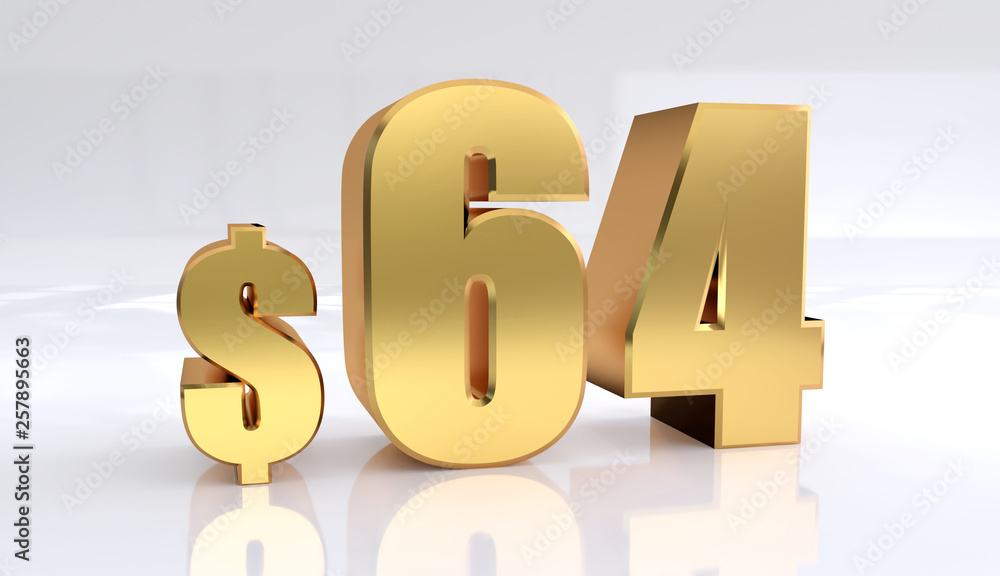 64 dollar price symbol. red text number 3d render with dollar sign on white background - Illustration 64 dollar price symbol. red text number 3d render with dollar sign on white background - Illustration