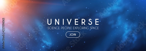 Universe. Infinity Space with Nebula and Star Light. Cosmos. Shining Blur Background.