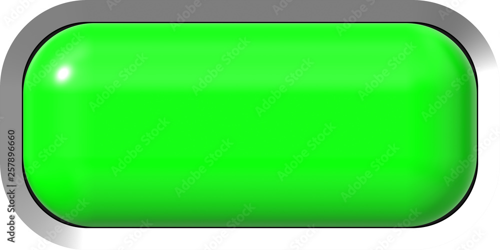 Web button 3d - green glossy realistic with metal frame, easy to expand Web button 3d - green glossy realistic with metal frame, easy to expand