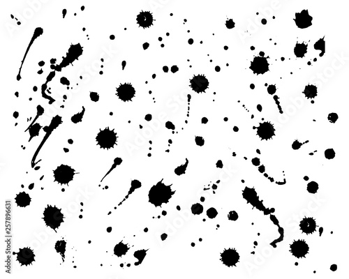 vector simplified pattern made with black paint splashes isolated on white