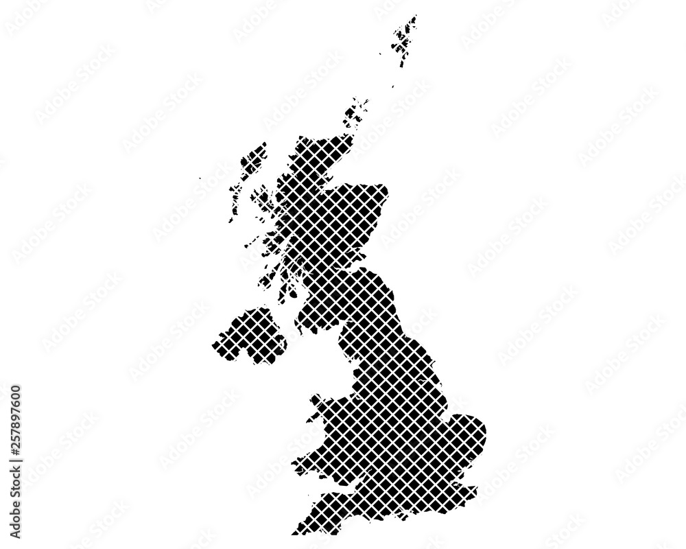 Karte von Grossbritannien auf einfachem Kreuzstich