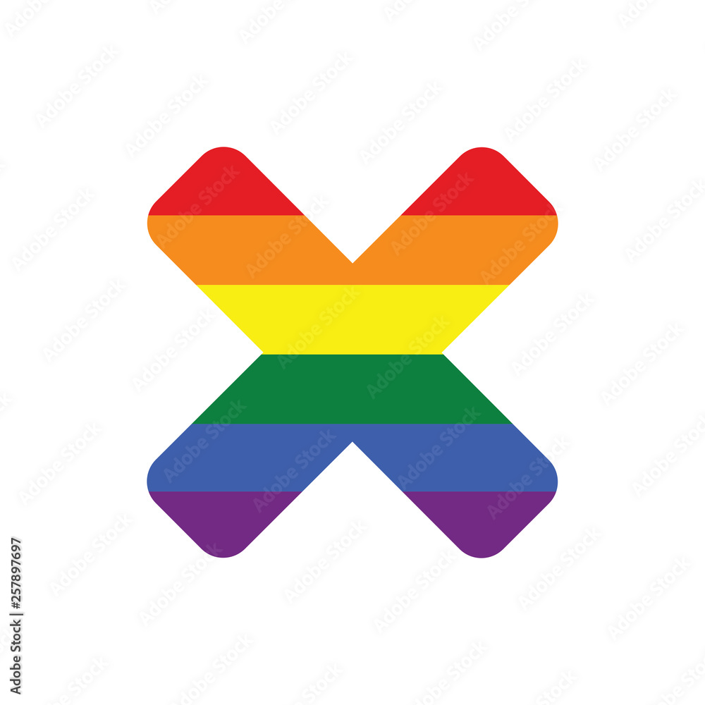 Vecteur Stock Rainbow cross mark icon isolated on white background