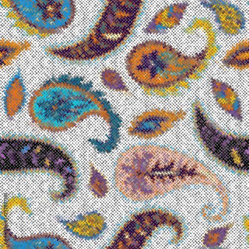 Imitation of a texture of rough canvas. Seamless pattern.