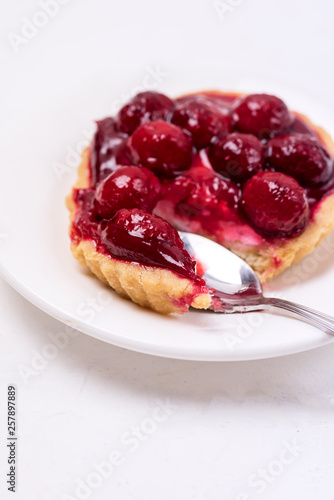 Fresh Homemade Tartlets Tart with Berries on White Background Tasty Tarts Decorated with Red Berries