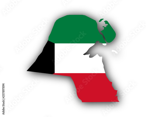 Karte und Fahne von Kuwait