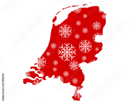 Karte der Niederlande mit Schneeflocken