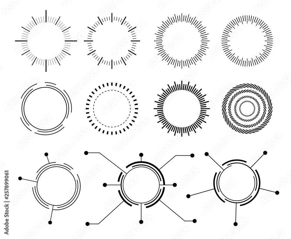 Abstract techno circle. Vector set  icons - obrazy, fototapety, plakaty 