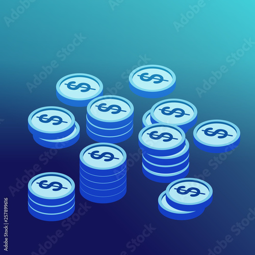 Coins stack, 3d coins icon, coins pile, coins money, vecter illustration