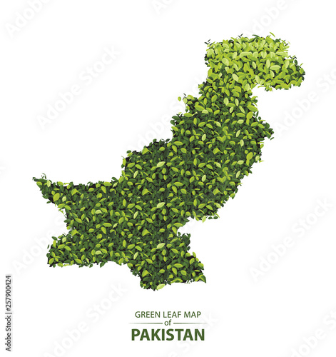 Green leaf map of pakistan vector illustration of a forest is concept