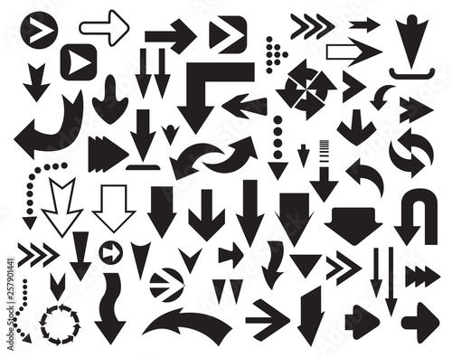 Arrows icons set of silhouettes