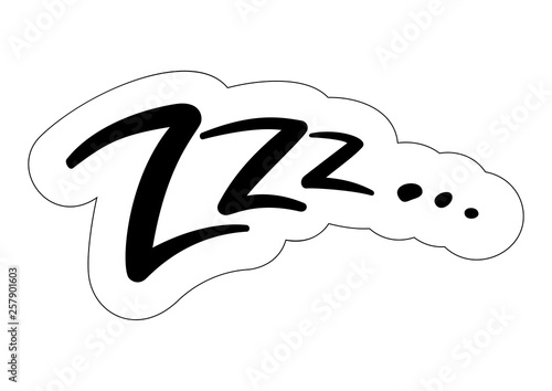 Freehand speech bubble with buzz symbol. Sticker on the white background isolated in cartoon style.