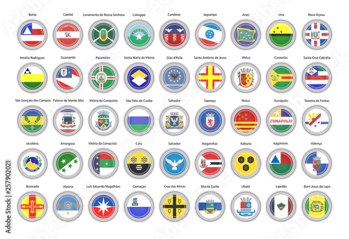 Set of vector icons. Flags of Bahia state, Brazil. 3D illustration.    photo