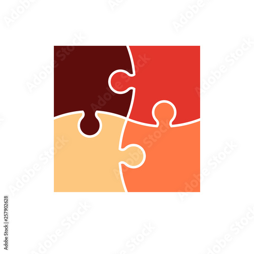 Multicolored puzzle pieces isolated on white background. Vector illustration