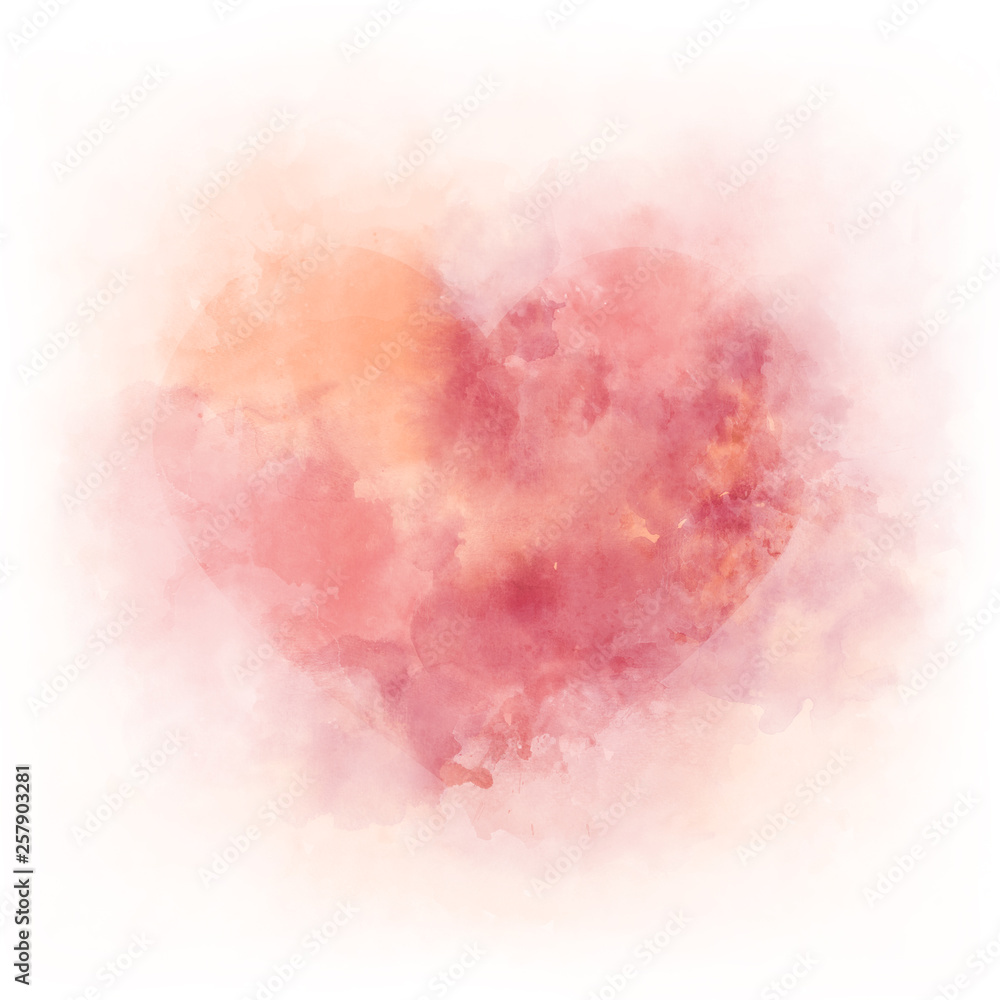 Gentle pink watercolor heart - romantic ald love symbol