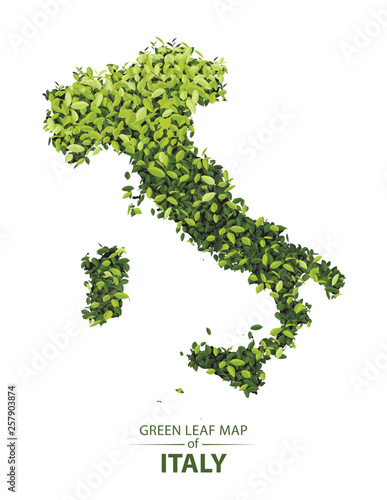 Green leaf map of italy vector illustration of a forest is concept
