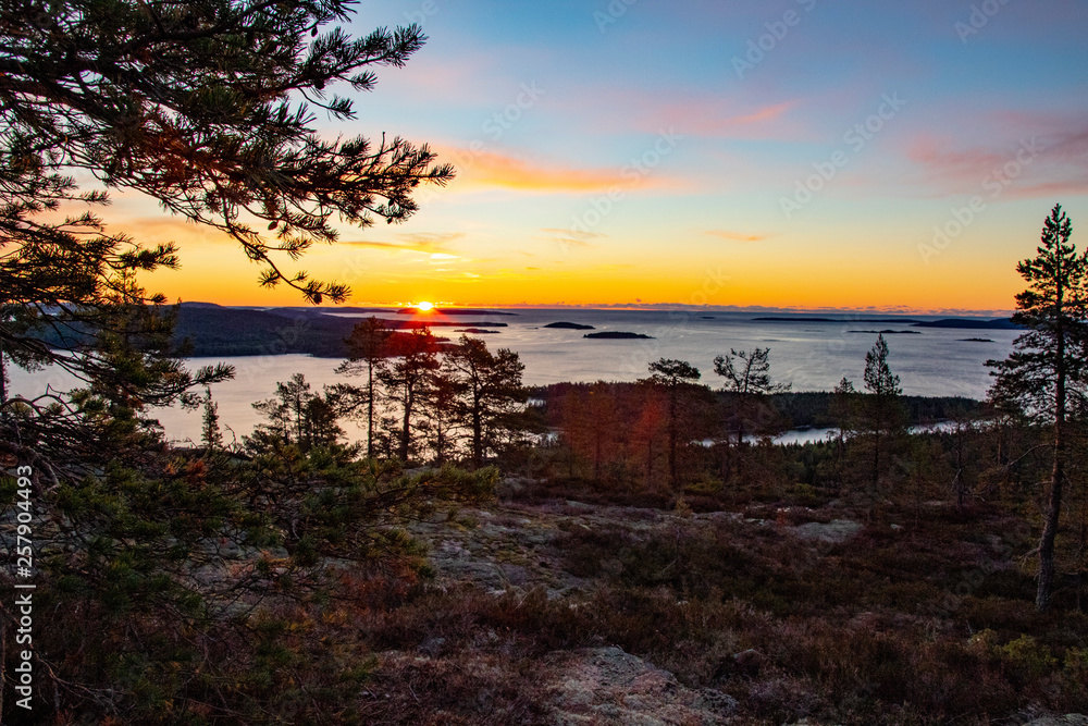 sunrise in high coast of Sweden