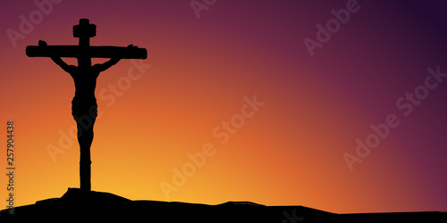 Jesus Christ, the Son of God, , Holy Easter holiday religious, cross symbol of Christianity hand drawn vector illustration sketch