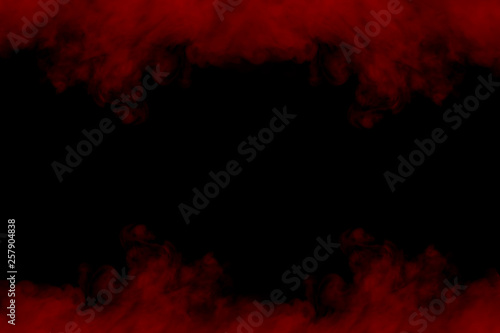 hellish bewitching clouds red patterns of cigarette vapor on a dark background a Fototapet