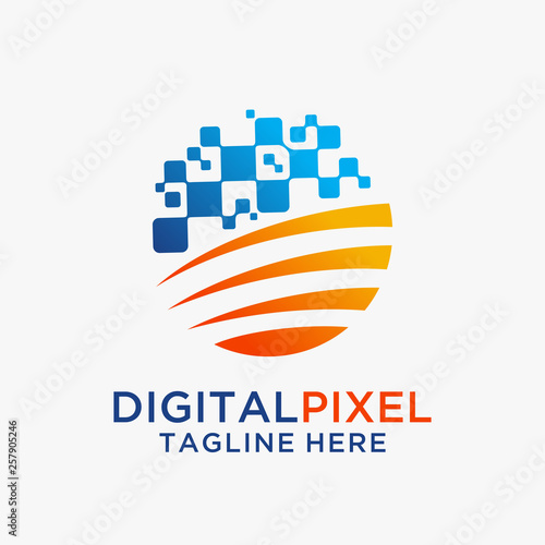 Abstract digital pixel logo design