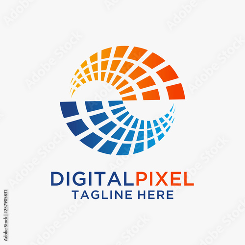 Abstract digital pixel logo design