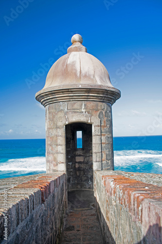 Sentry box in the 16th century fortress of San Cristobal in San Juan, Pueto Rico