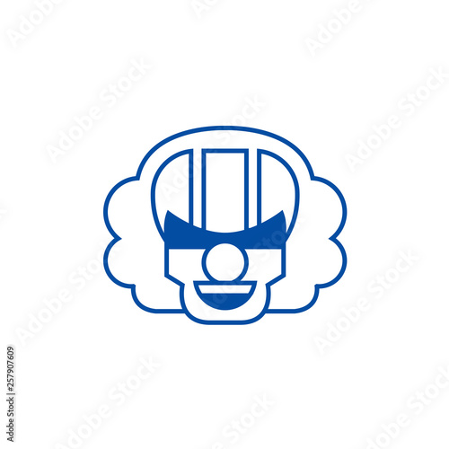 Killer clown emoji line concept icon. Killer clown emoji flat  vector website sign, outline symbol, illustration.